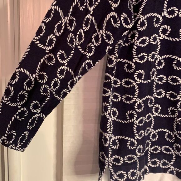 Crown & Ivy Nautical Black White Rope‎ Cardigan Button Down Sweater Medium - Picture 3 of 4